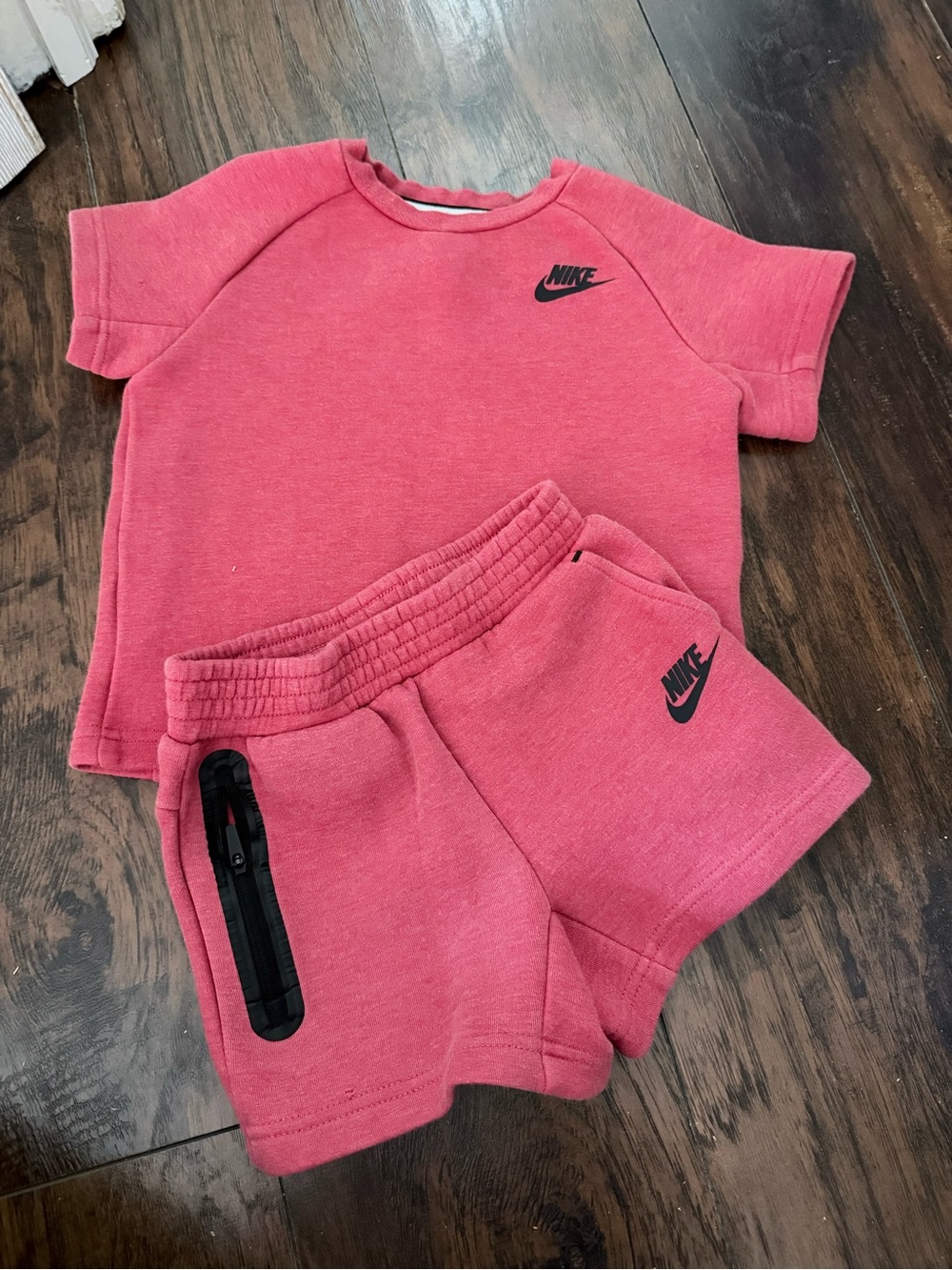 Nike Kids Coral Red Athletic Shorts with Zipper Pocket